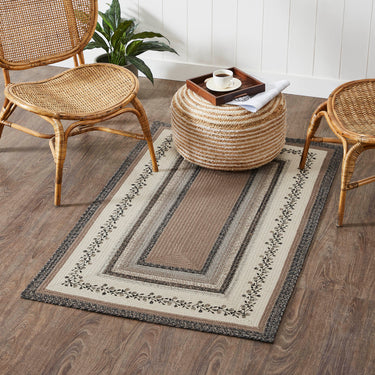 Floral Vine Jute Rectangle Braided Rug 3'x5' (36
